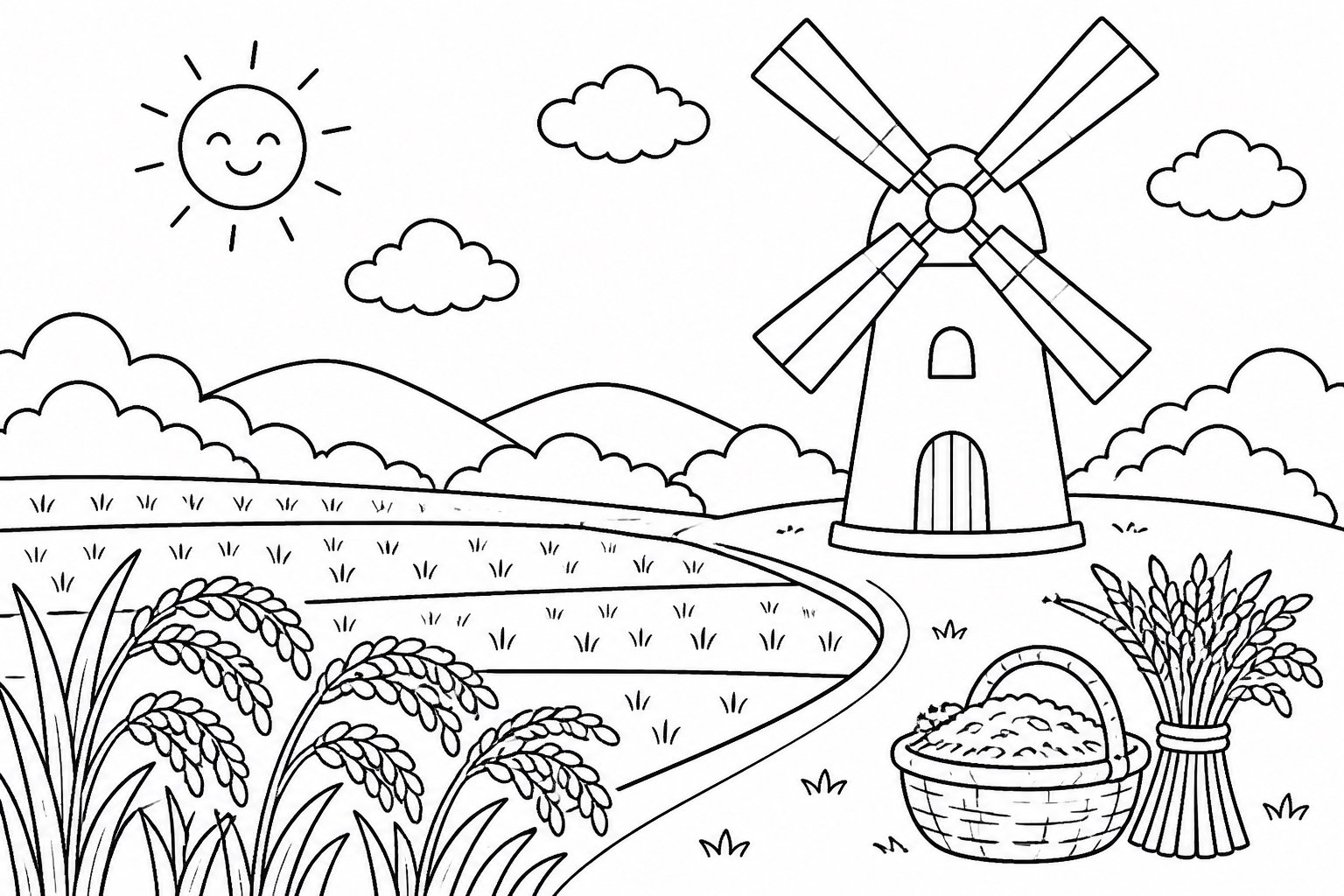 Windmühle am Reisfeld