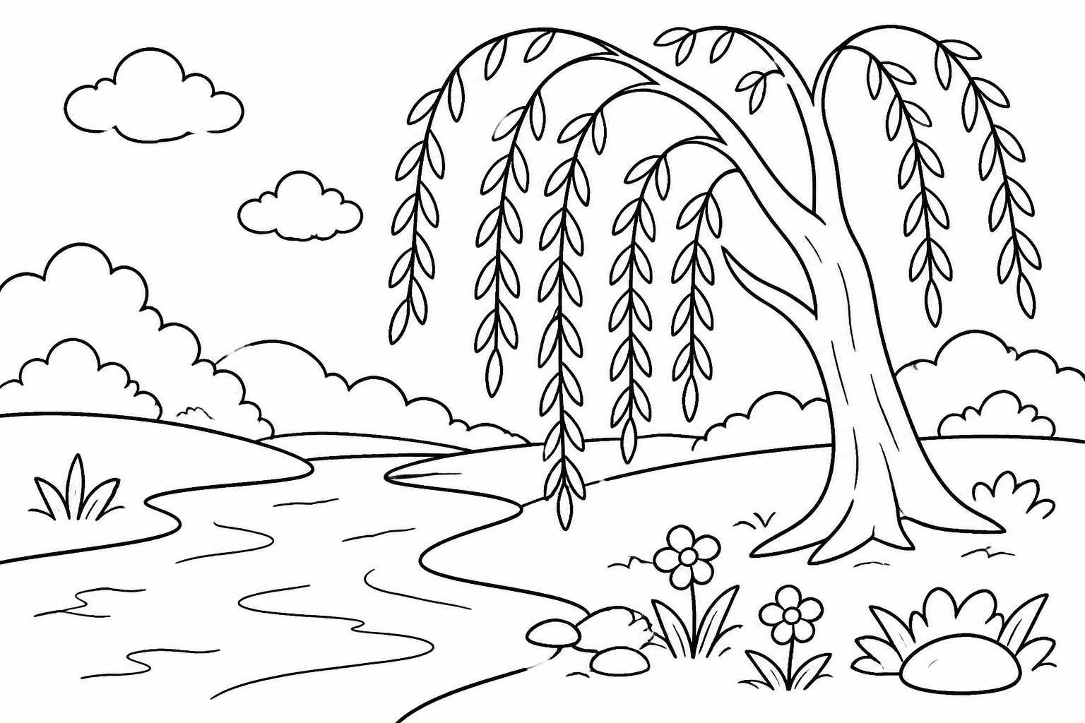 Saule au bord d’un ruisseau printanier