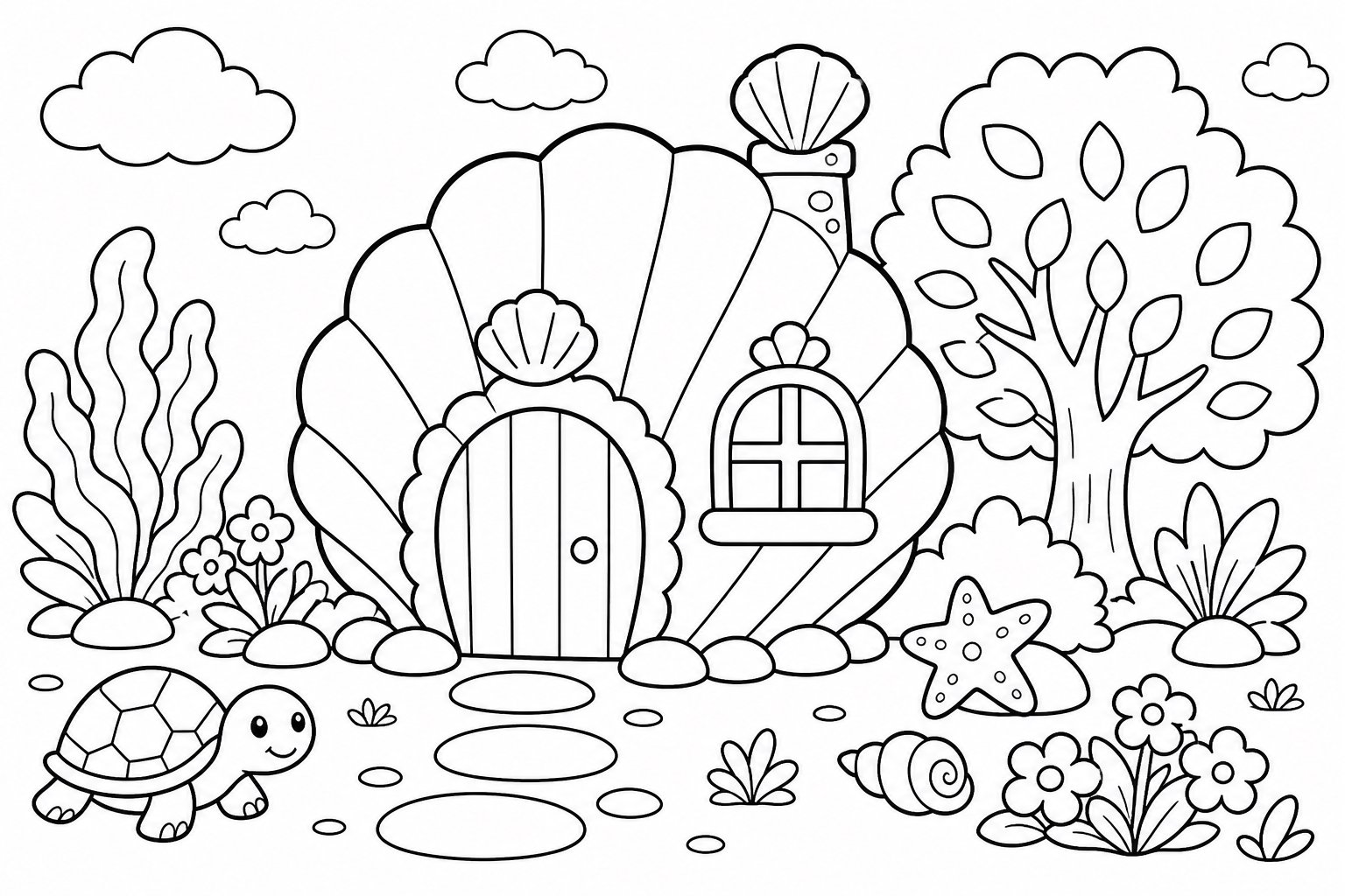 Maisonnette à porte en coquillage