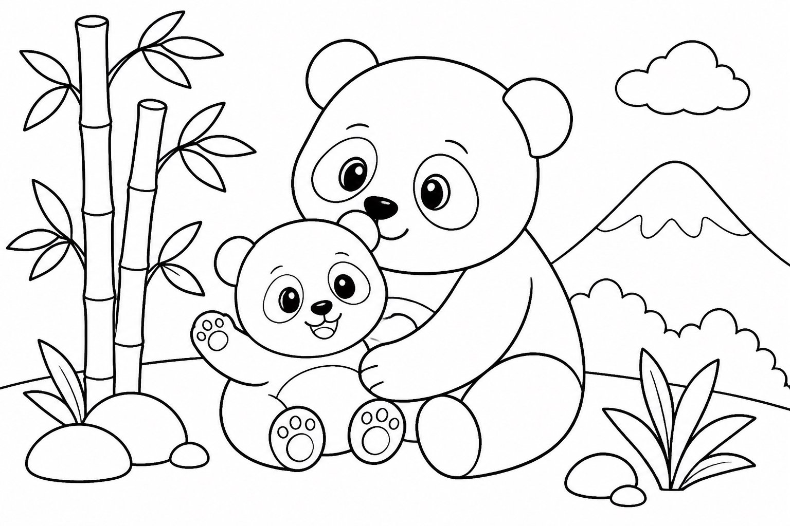 Pandamutter und kleiner Panda
