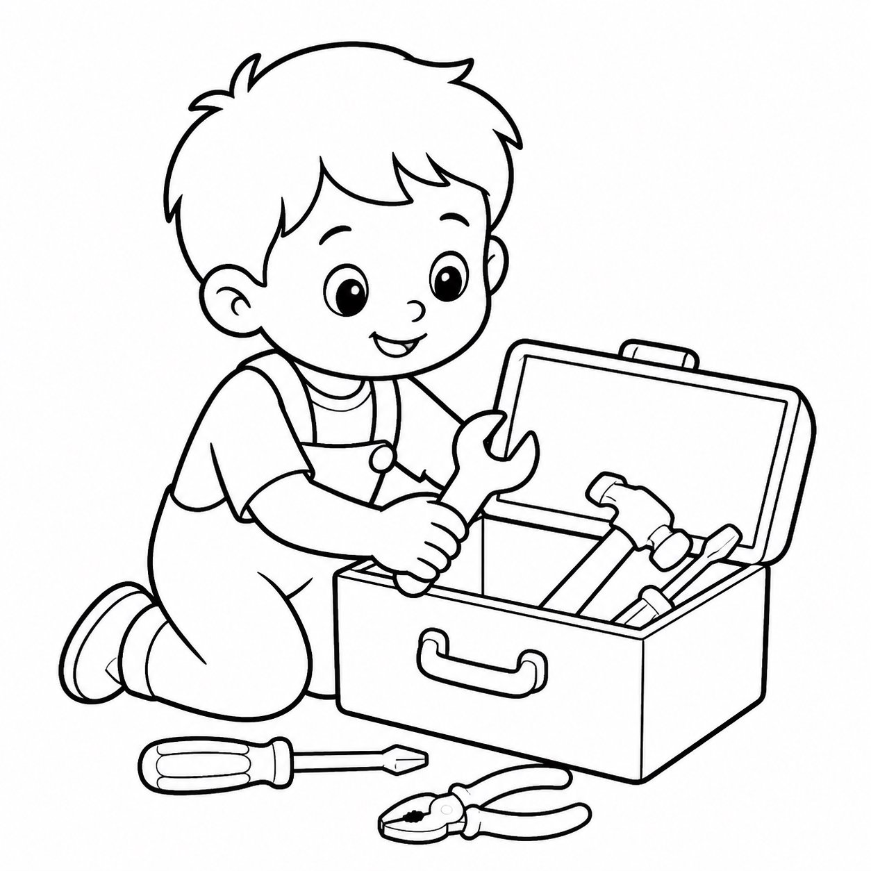 Enfants rangeant une boîte à outils