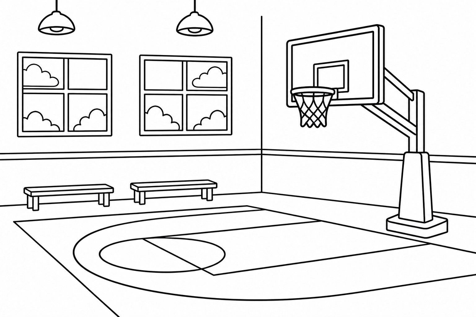 体育馆里的篮球架