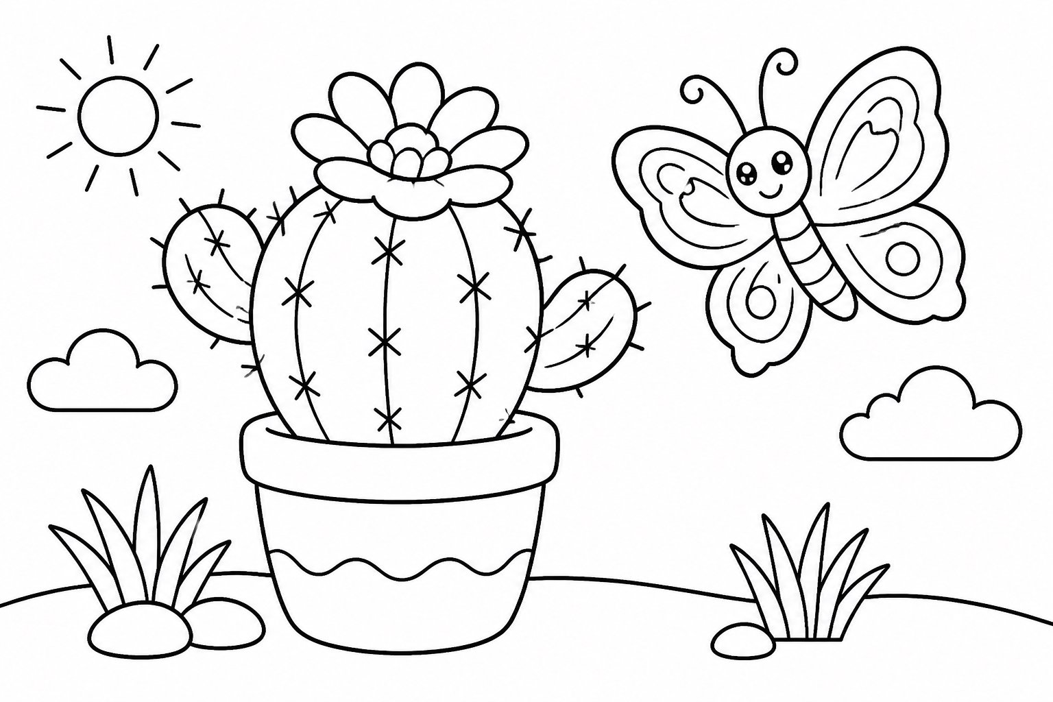Papillon près d’une aréole de cactus