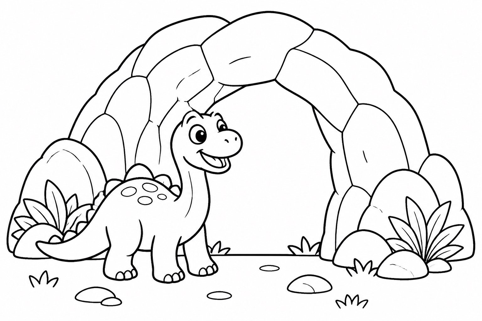 洞窟の入口を探検する恐竜