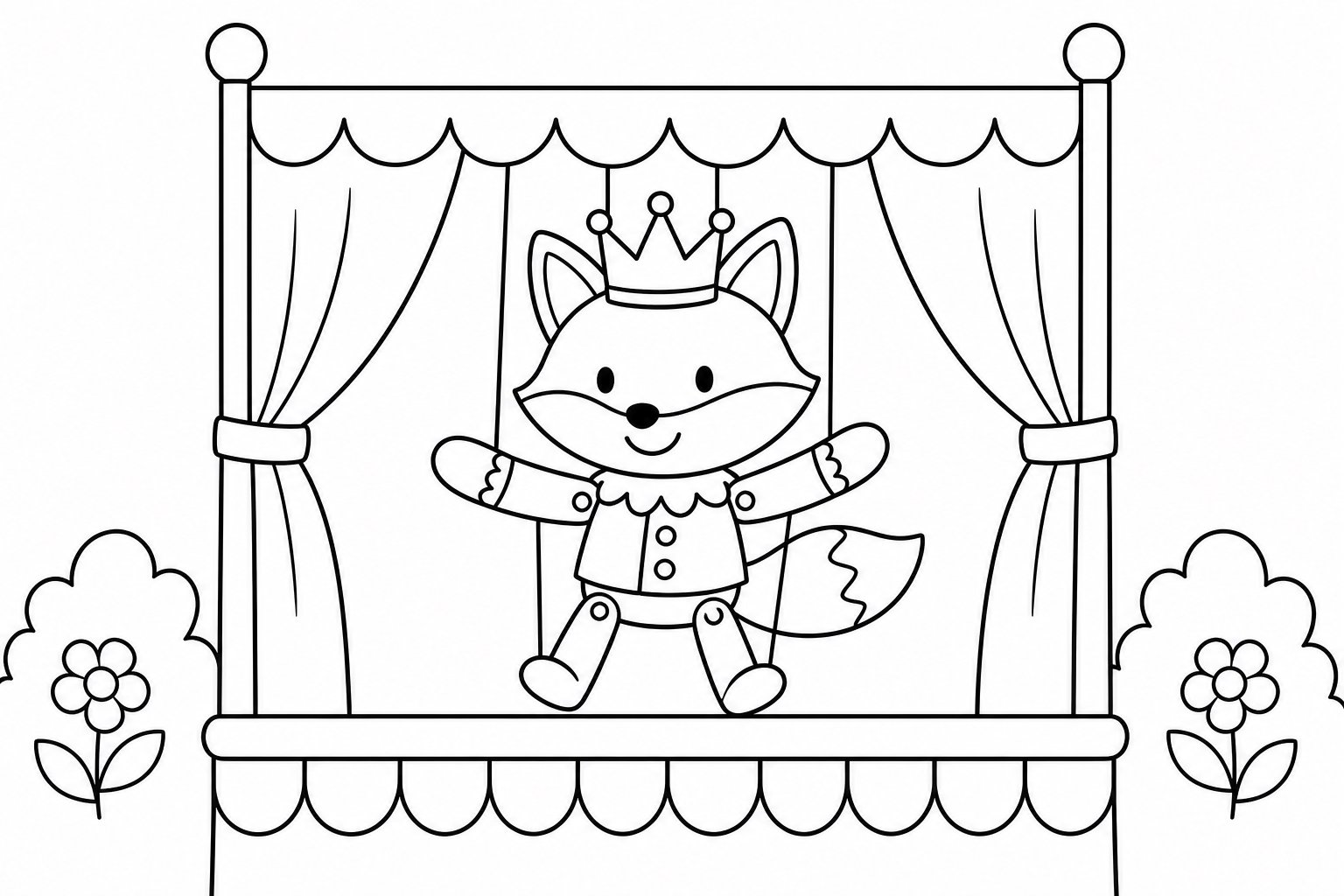 Marionnette renard portant une couronne