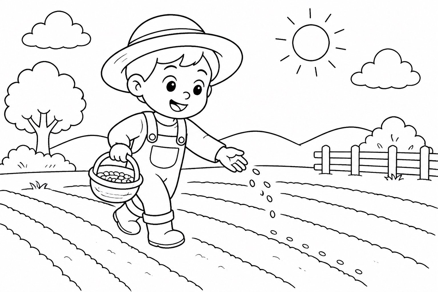 Kinder säen Samen auf dem Feld