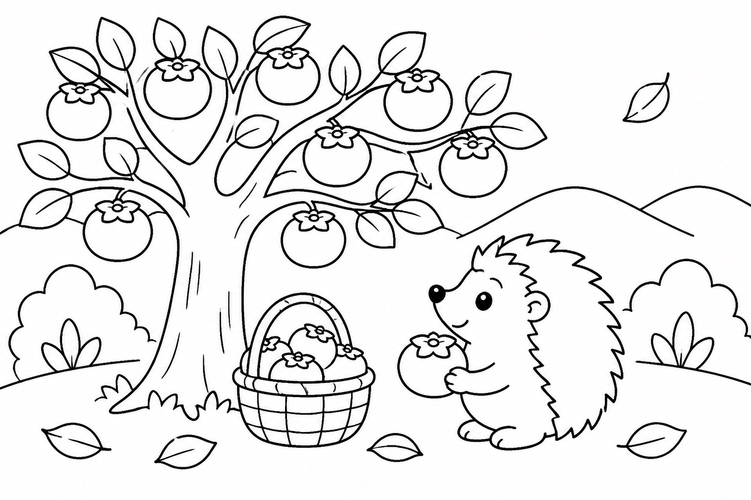 Kleiner Igel neben dem Kakibaum