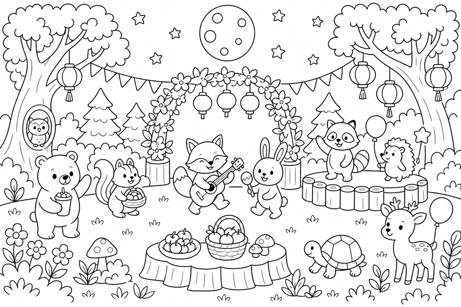 Celebración del bosque a la luz de la luna