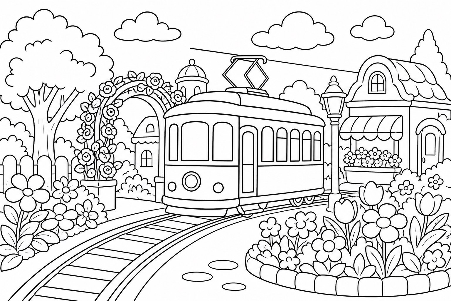 El tranvía atraviesa la ciudad jardín