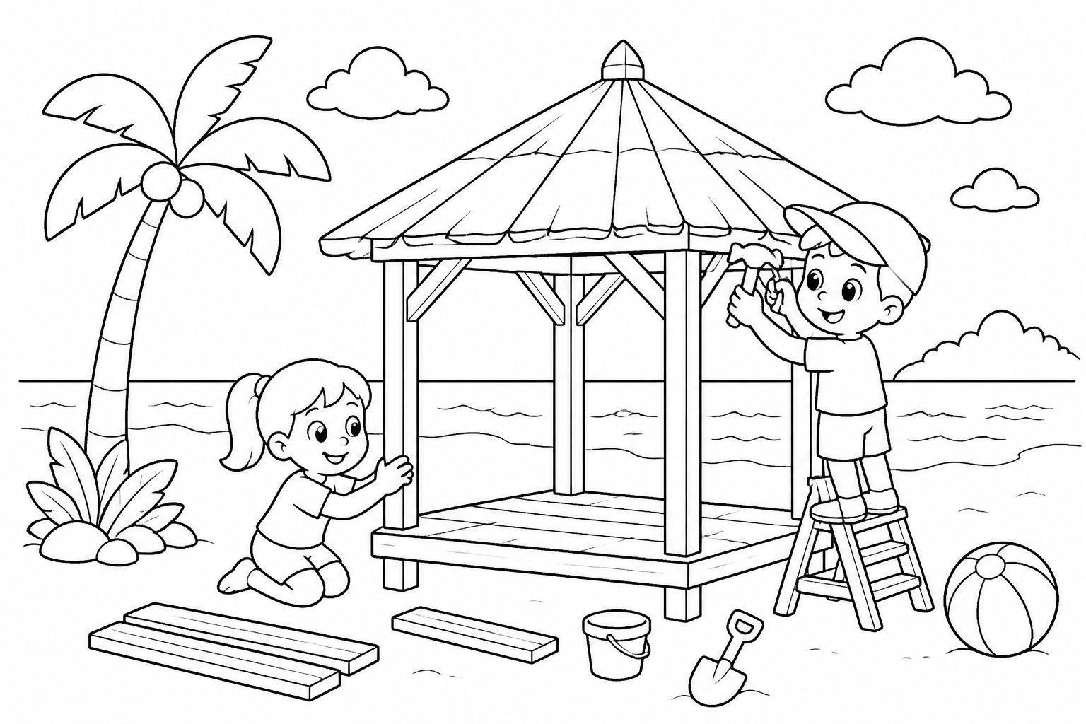 Construyendo un quiosco de playa