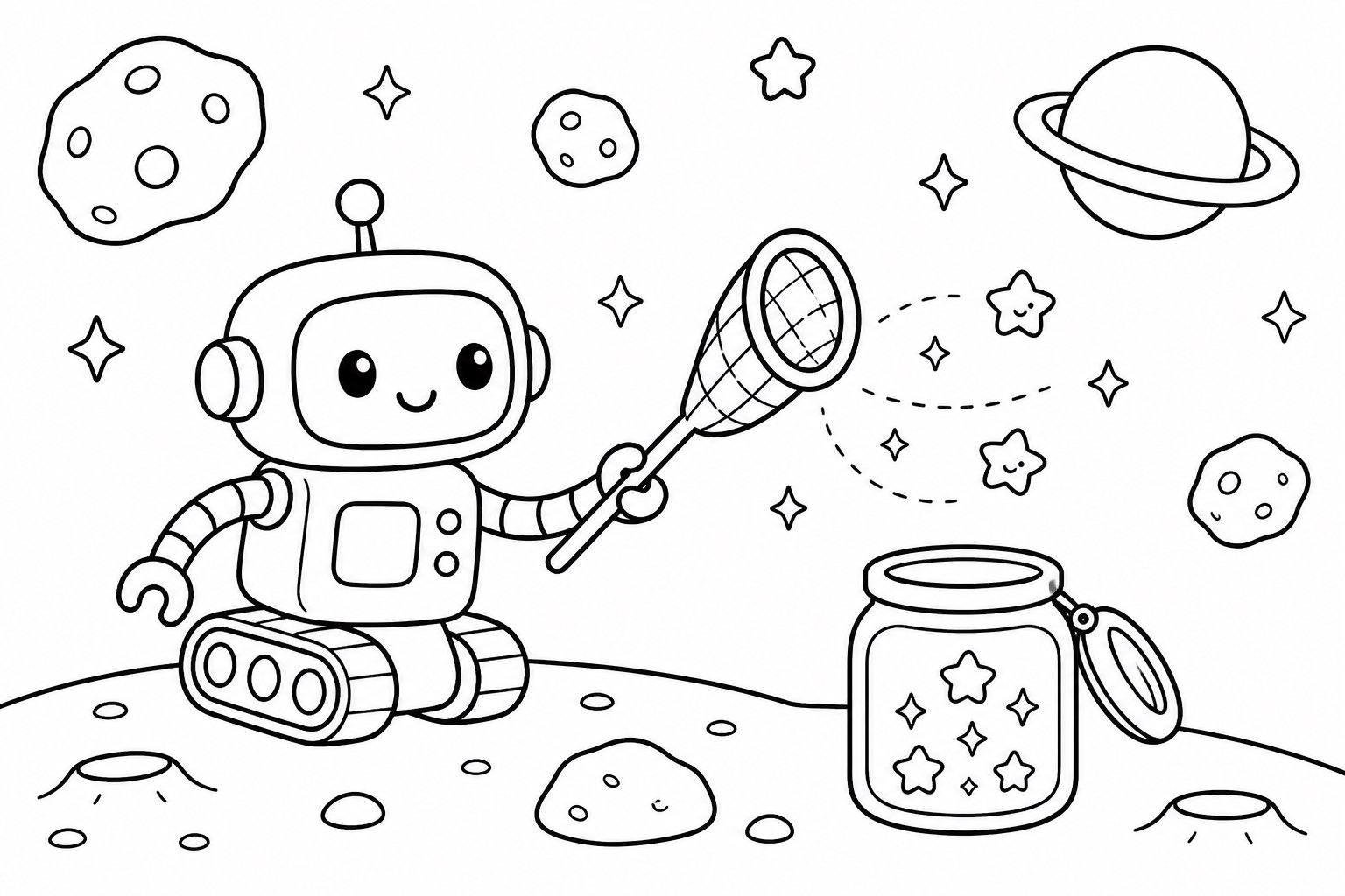 Pequeño robot recogiendo polvo estelar