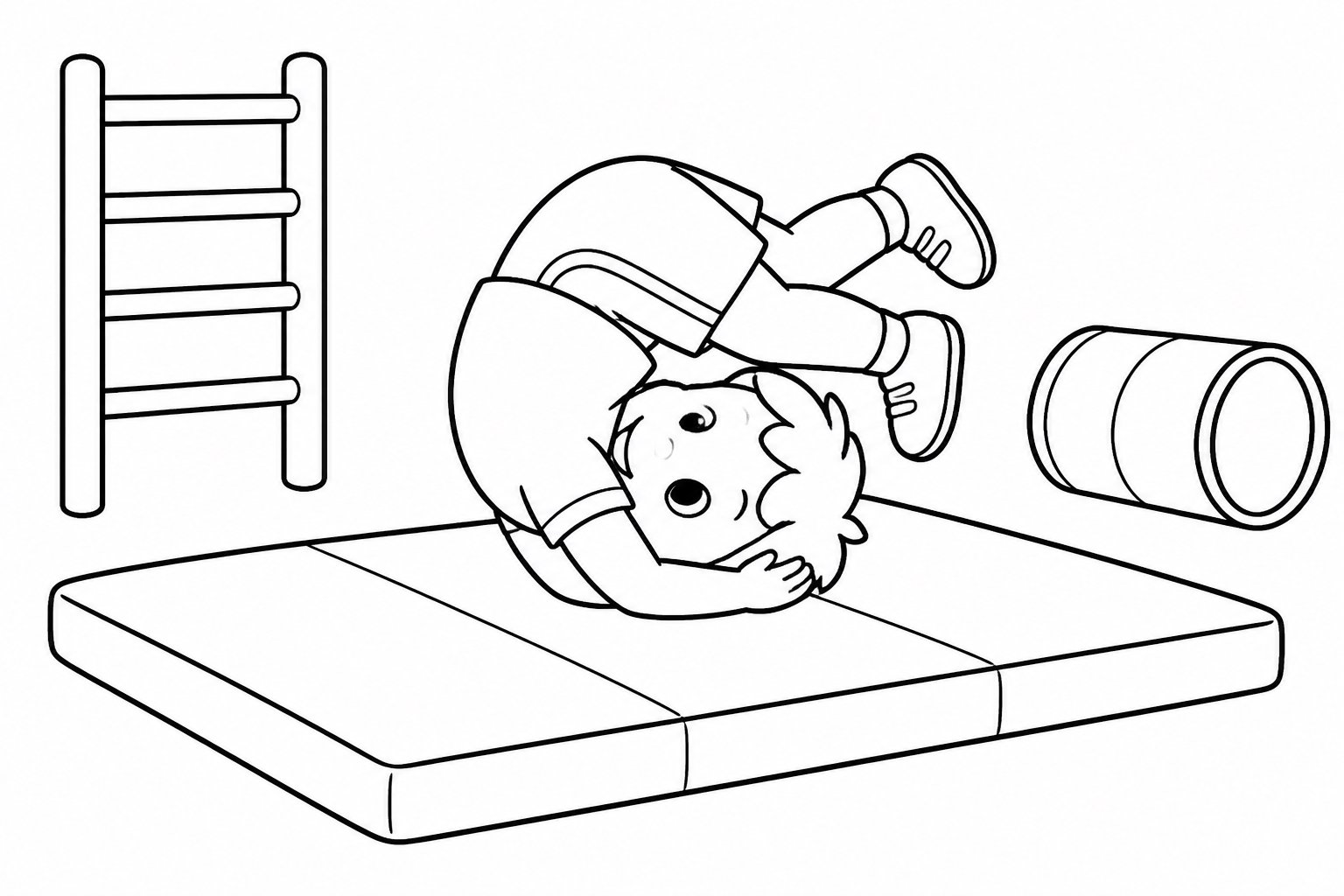Roulade sur un tapis de gymnastique