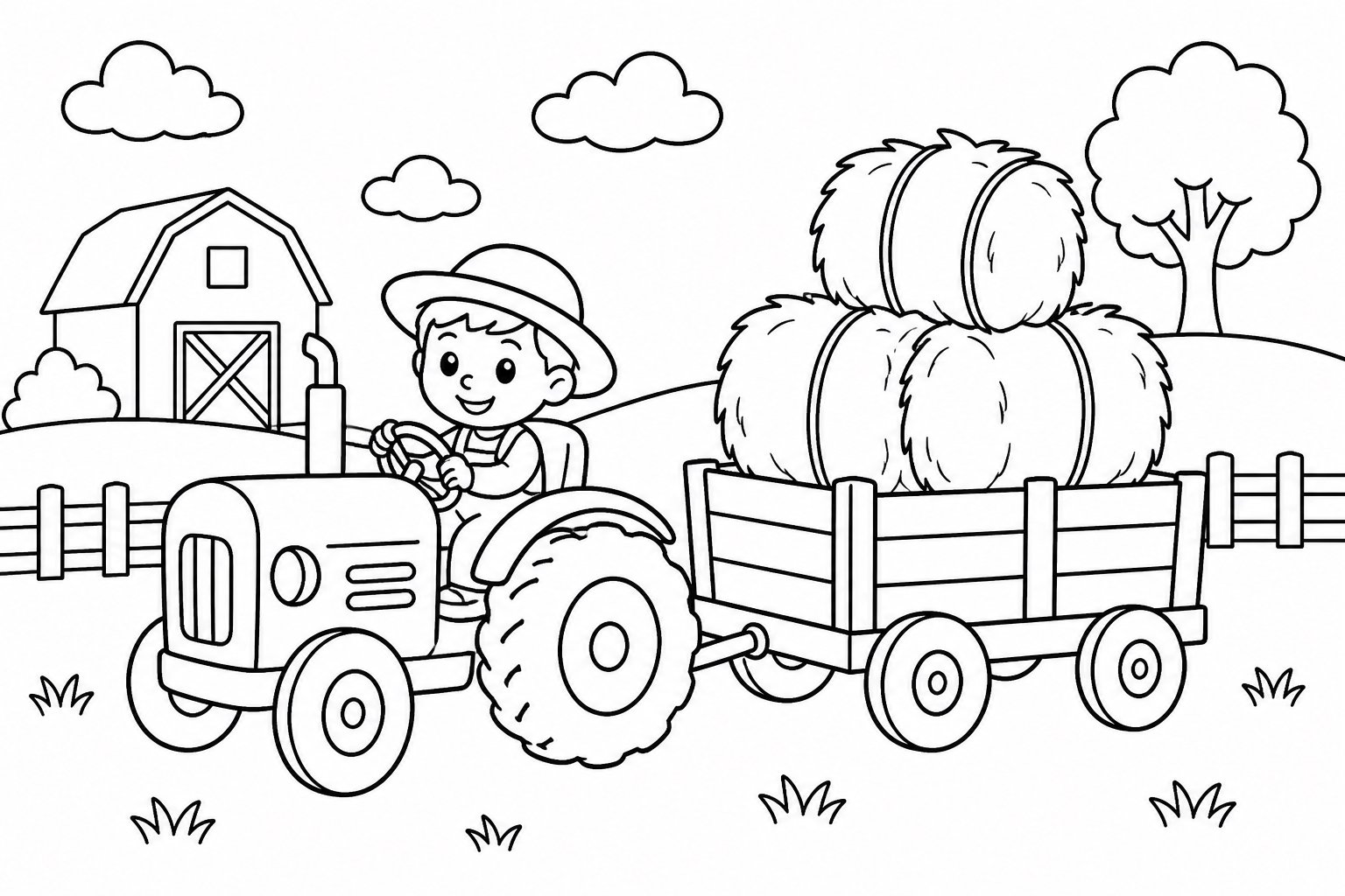 Charrette de ferme transportant de la paille