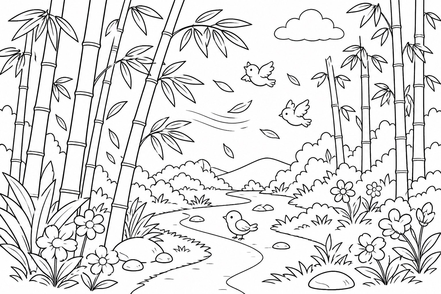 Folhas de bambu balançando ao vento