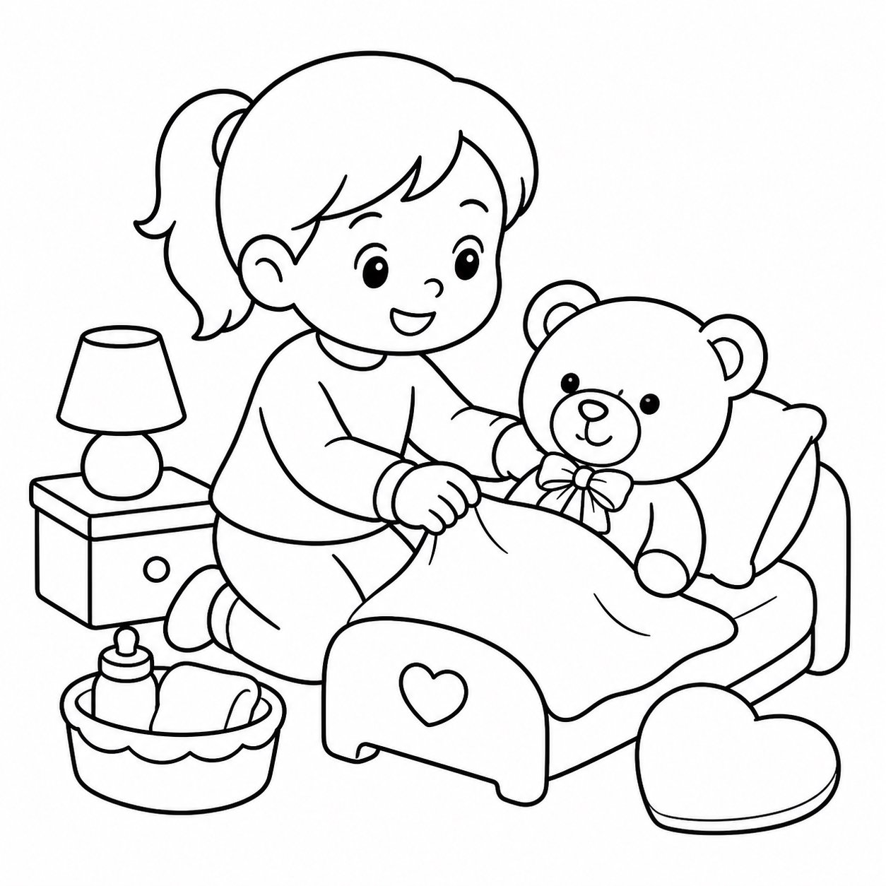小朋友照顾玩偶