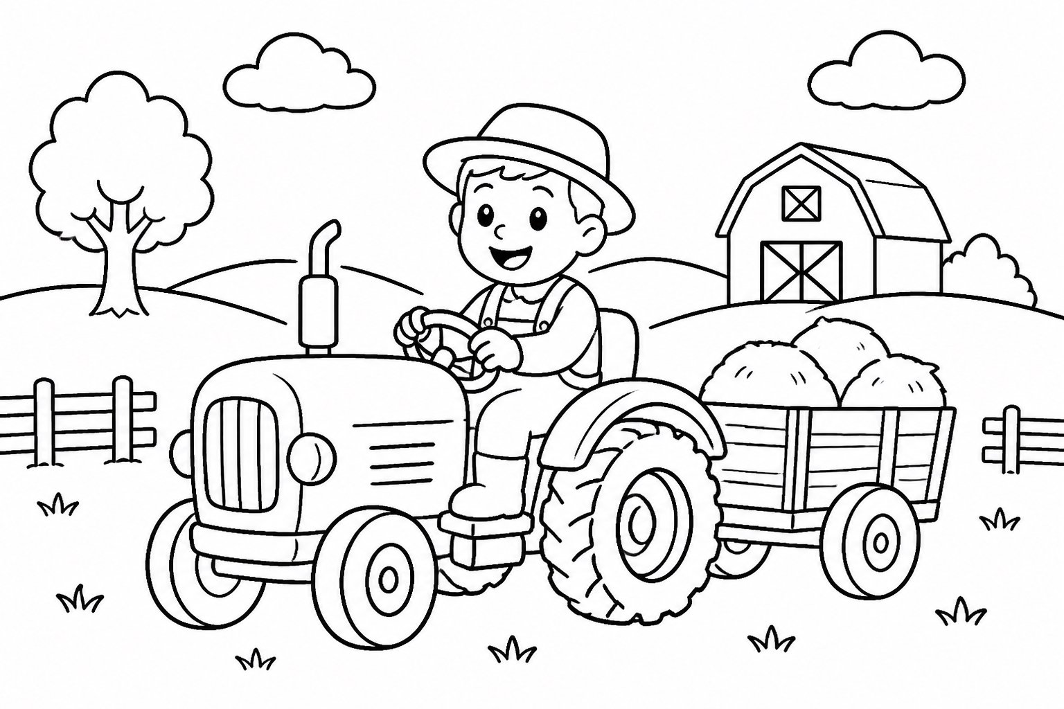 El granjero conduce un pequeño tractor