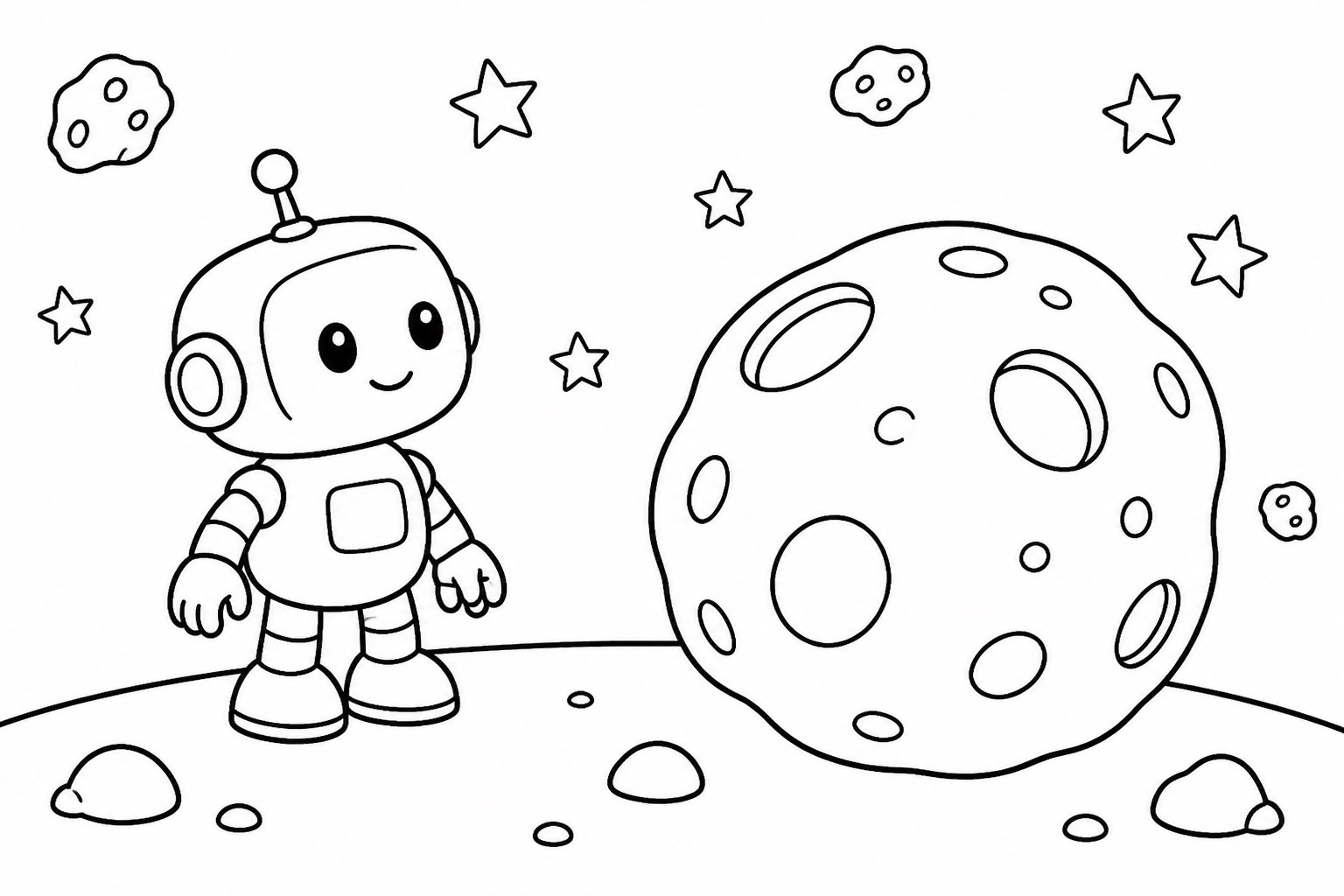 Petit robot près d’une météorite