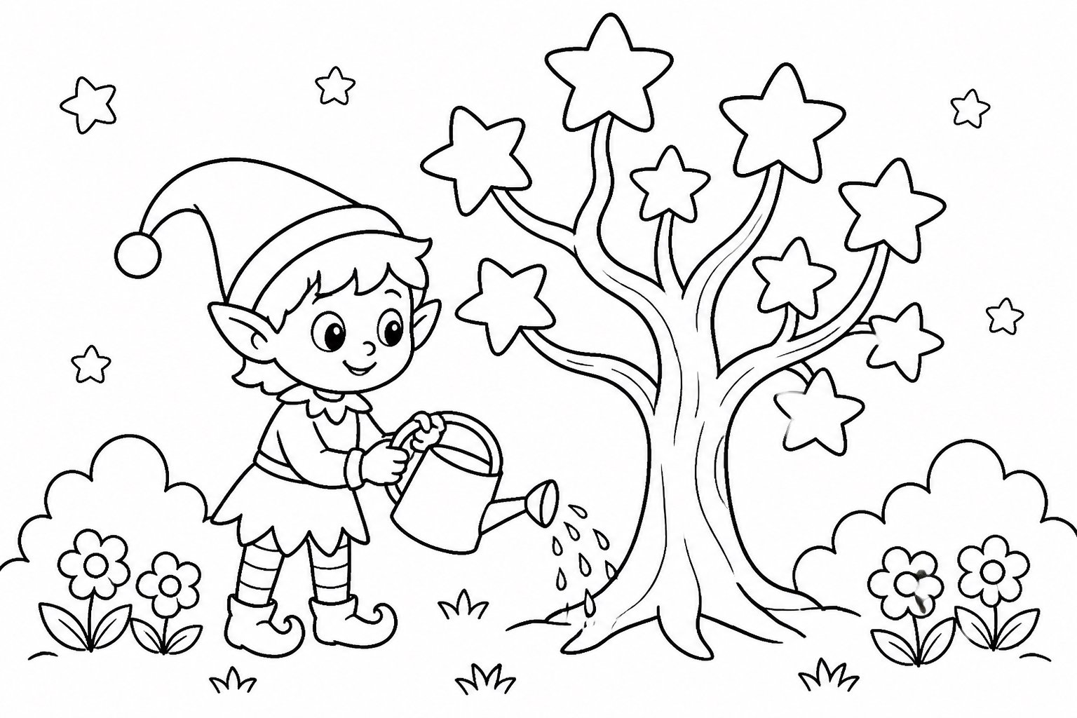 Fada cuidando da árvore das estrelas