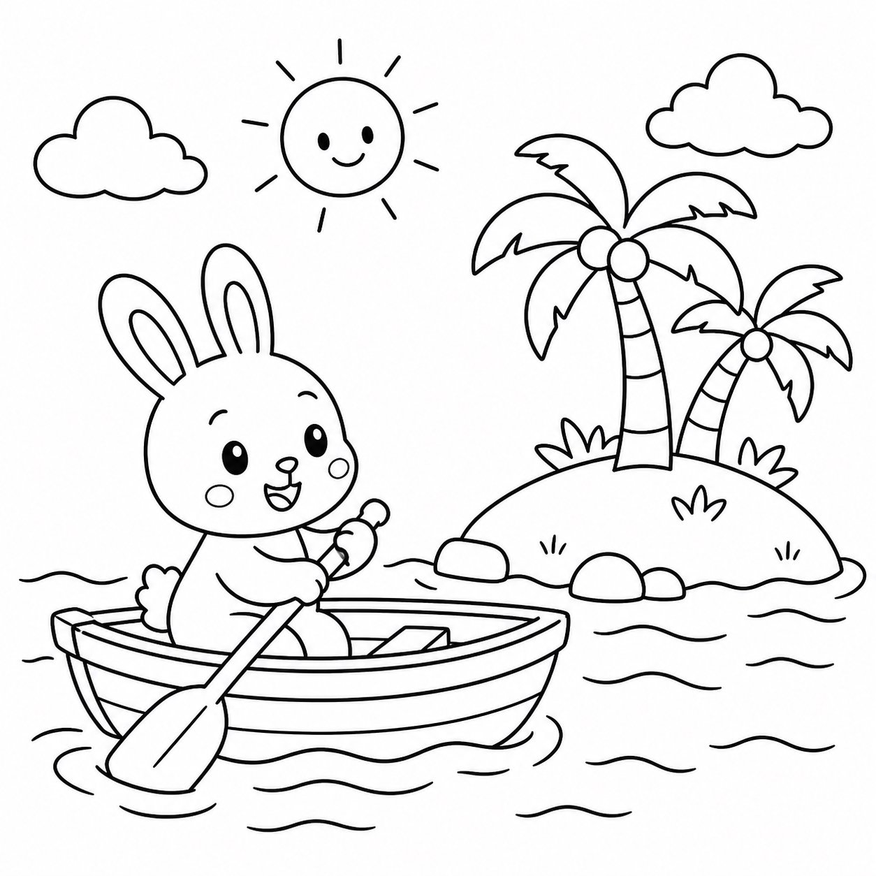 Petit lapin ramant jusqu’à l’île