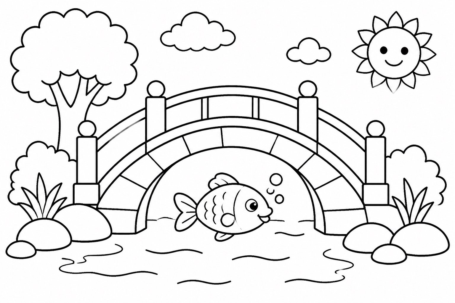 Les poissons passent sous le pont