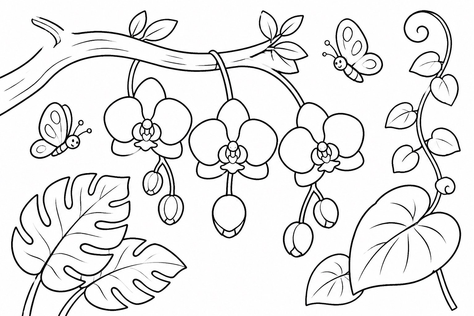Orchidee hängt an einem Ast