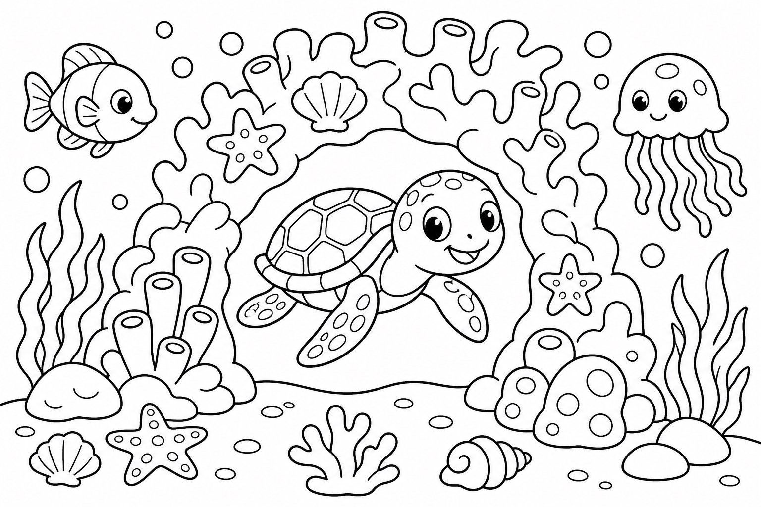 Tortue marine traversant une arche de corail