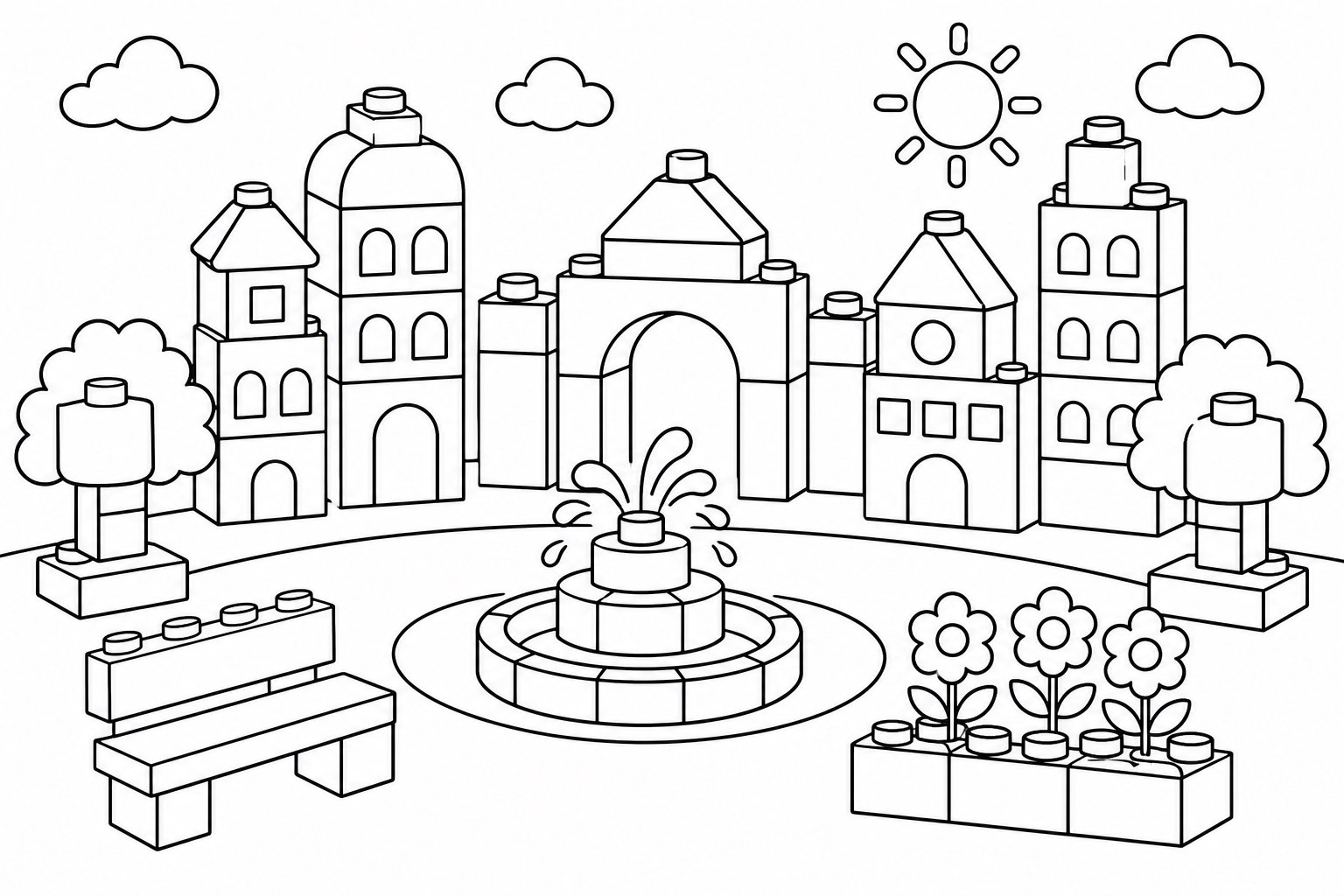 Praça da cidade de blocos