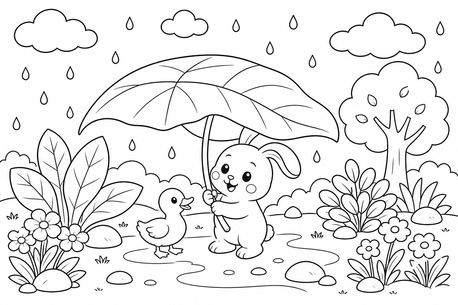 Parapluie fait de feuilles géantes