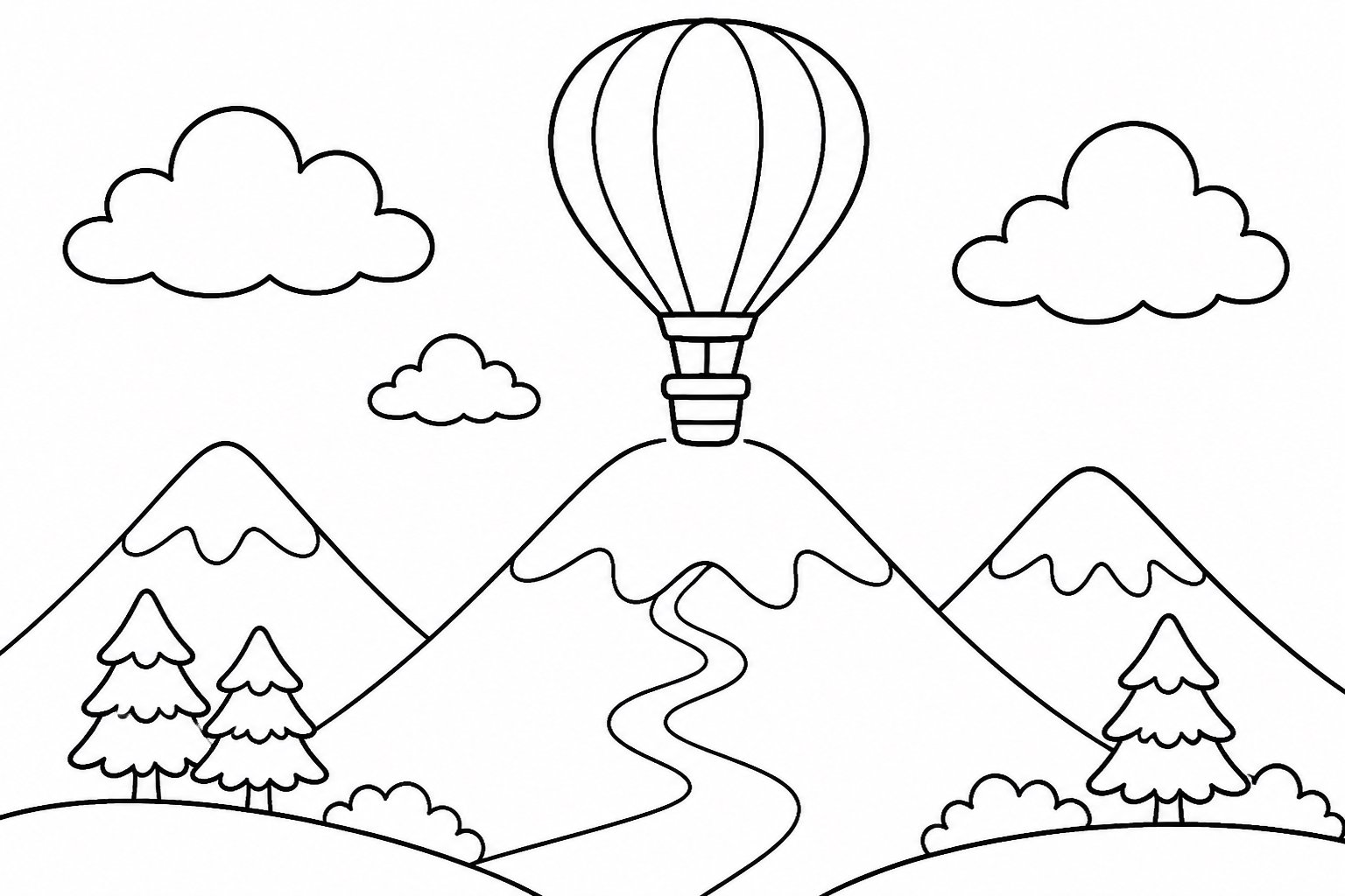 Montgolfière flottant au-dessus du sommet de la montagne