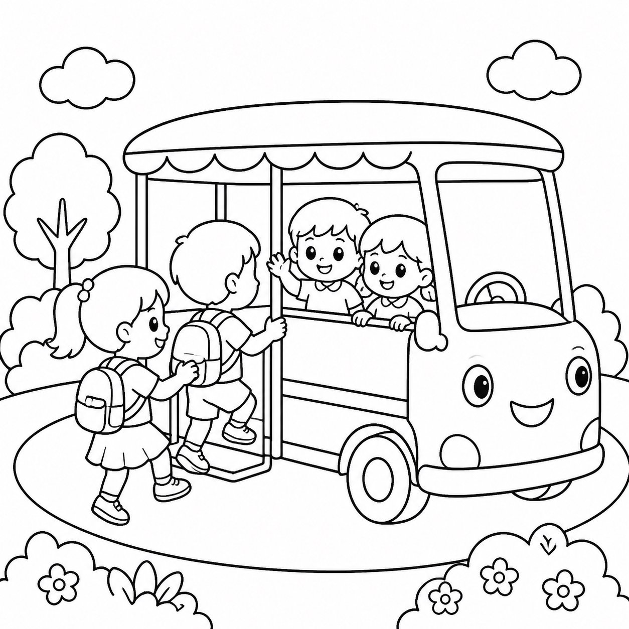 Amigos subiendo a un autobús turístico