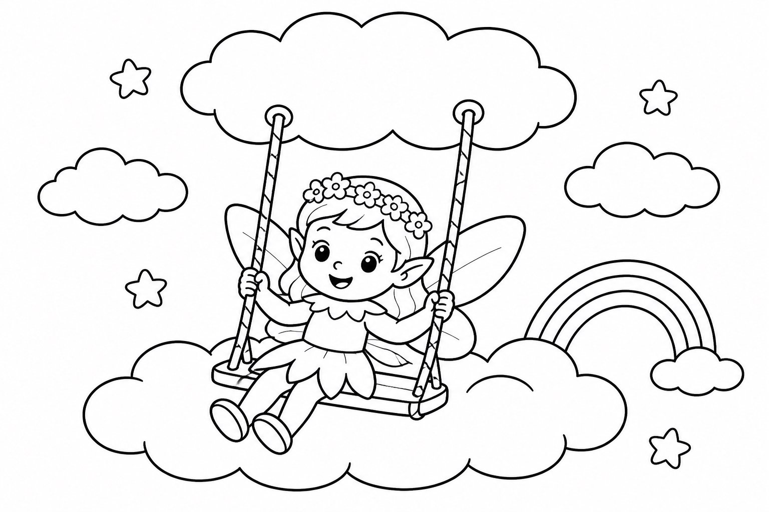 Elfe se balançant sur un nuage