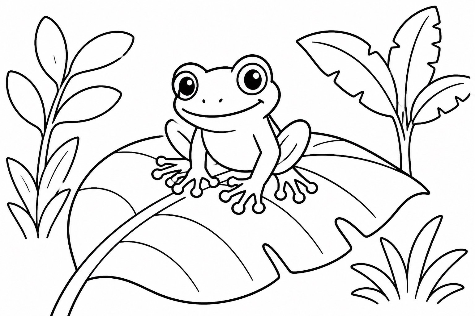 大きな葉に座るアマガエル