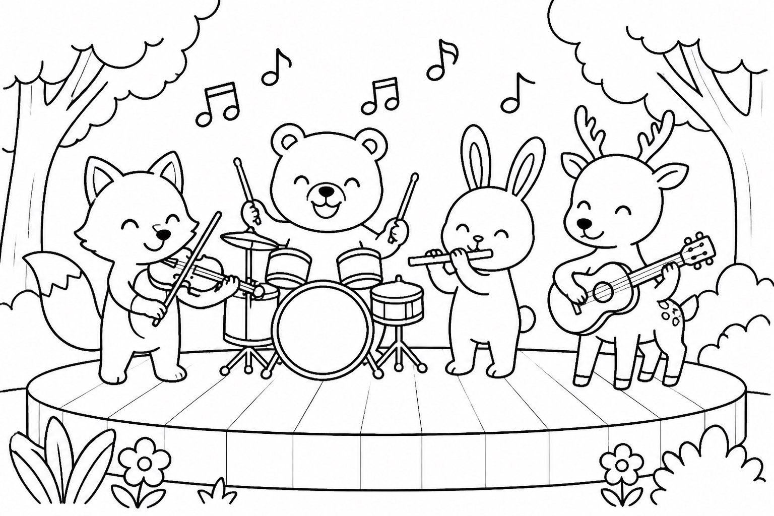Concert des animaux dans la forêt
