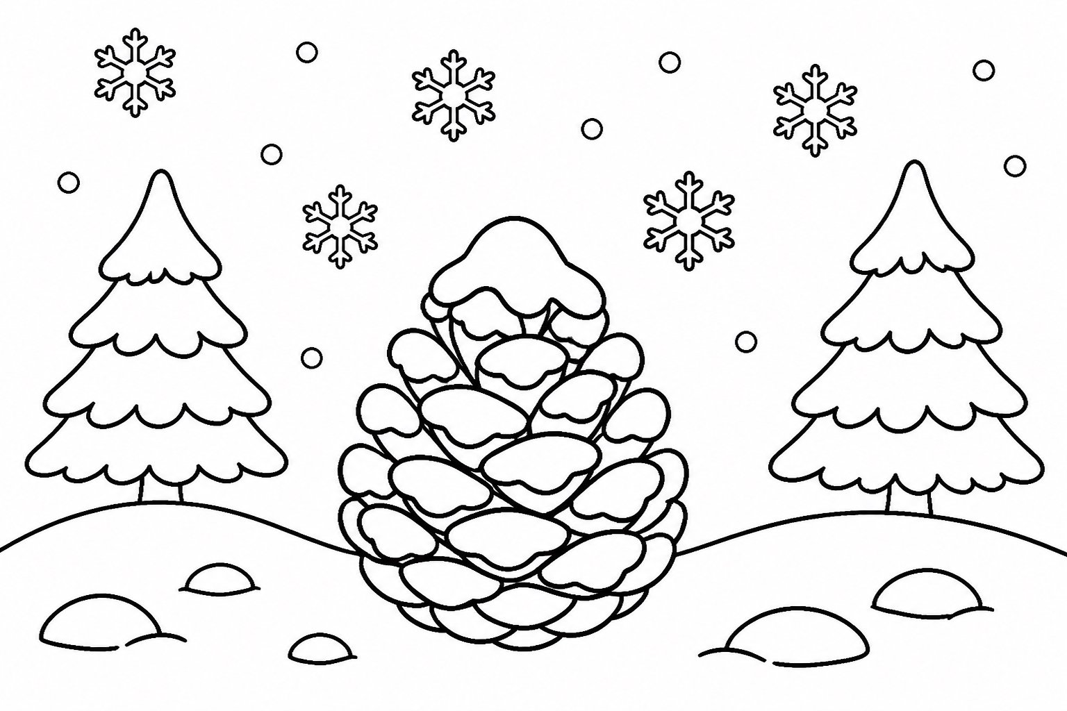 松ぼっくりに雪が降り積もる