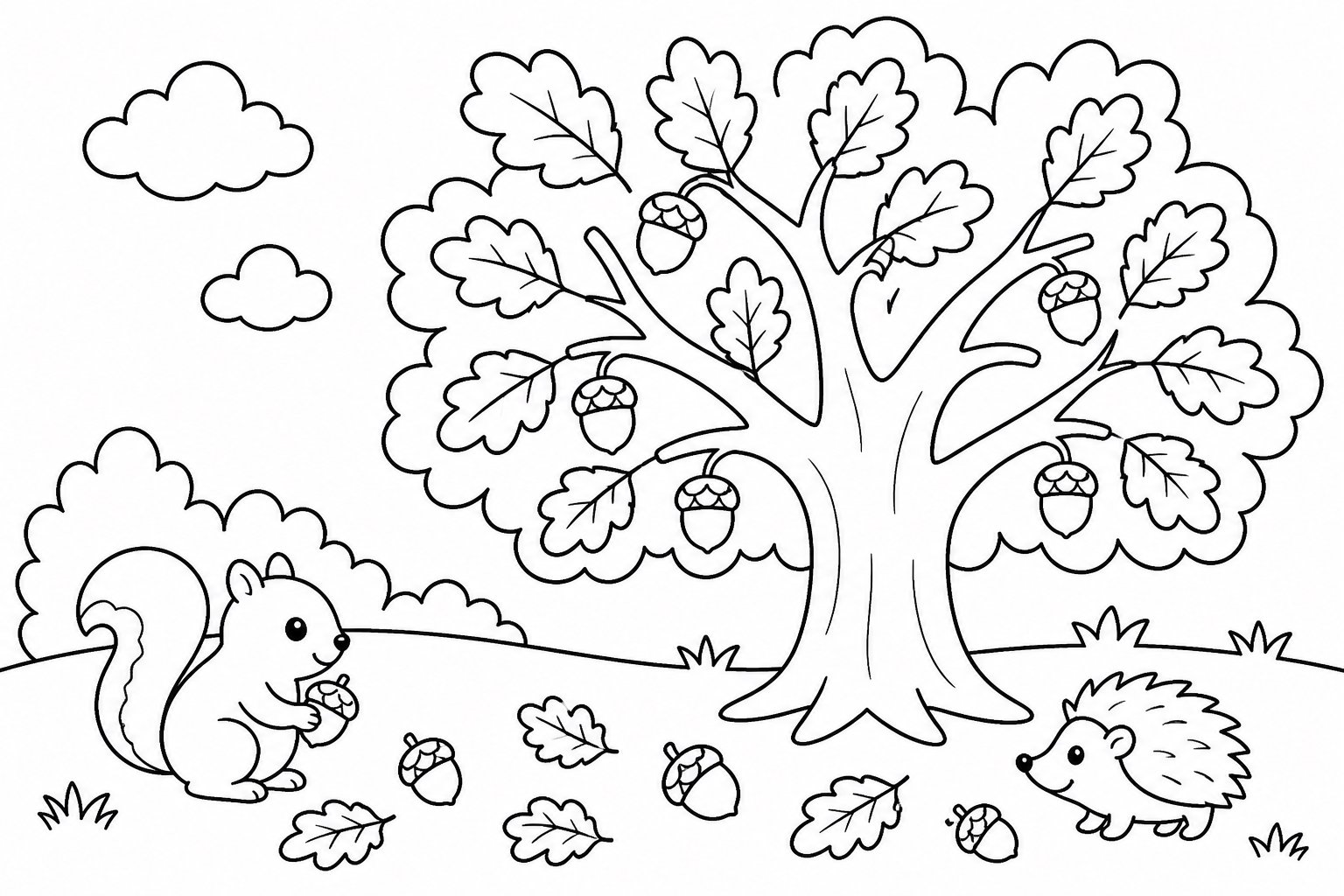 Chêne d’automne couvert de glands