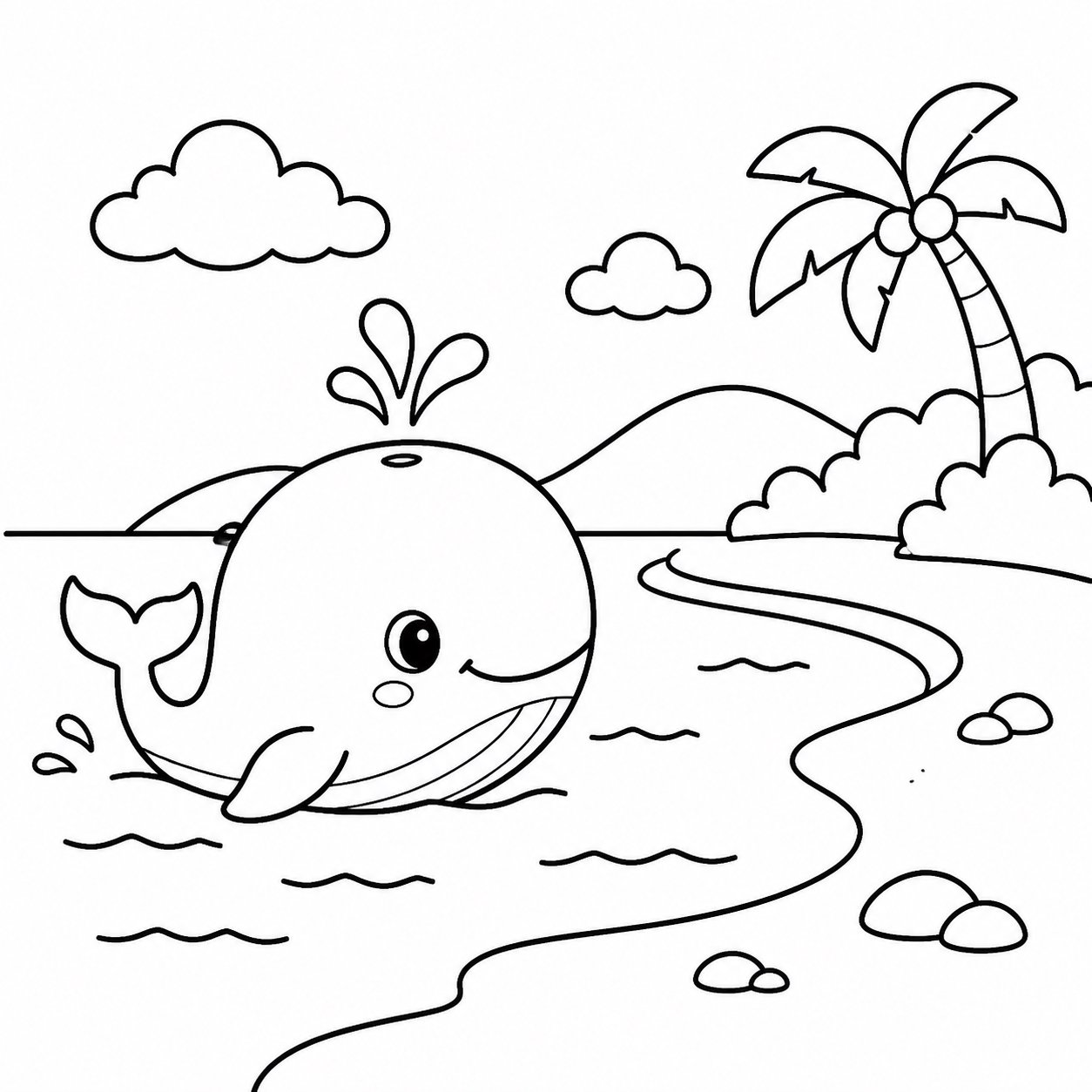 Petite baleine s’approchant de la baie