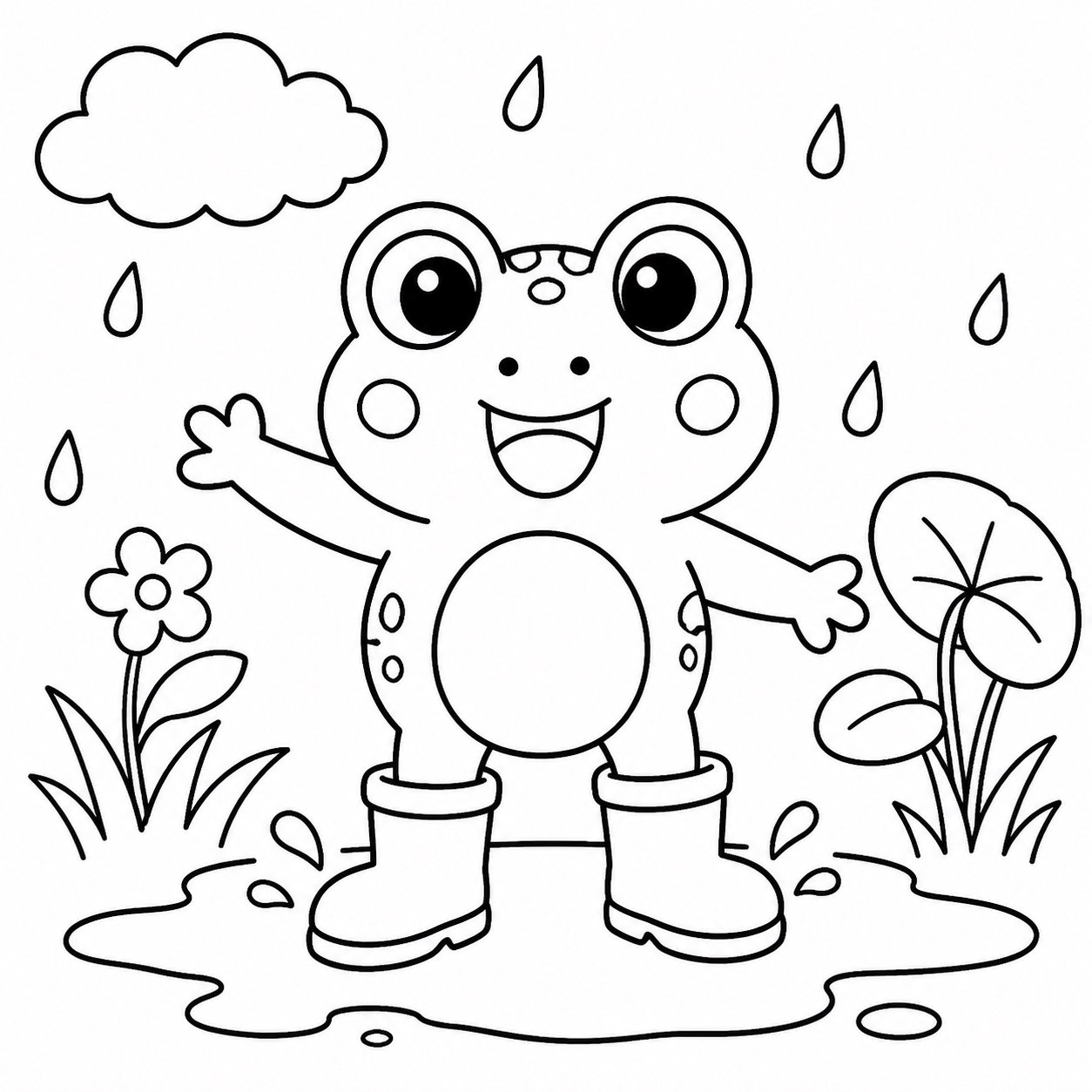 Petite grenouille portant des bottes de pluie