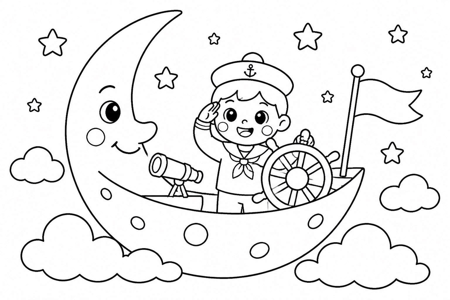 Маленький моряк на лунном корабле