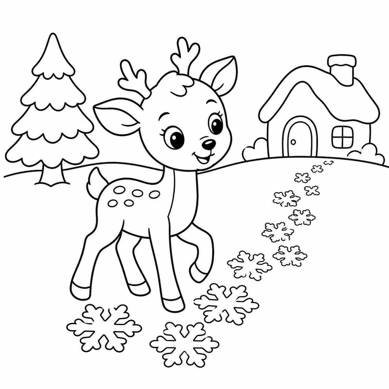 Petit faon traçant un chemin dans la neige