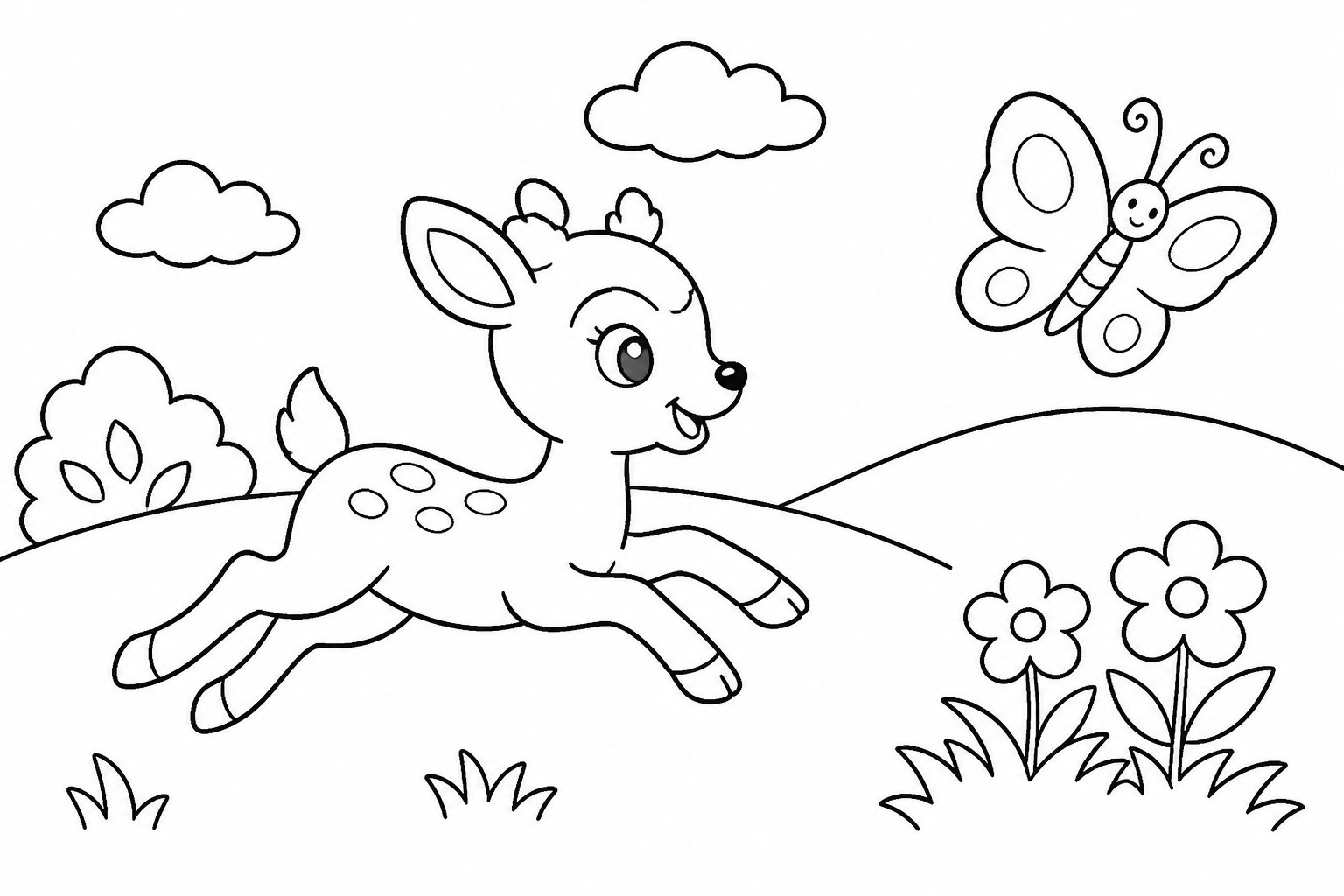 Petite antilope poursuivant un papillon