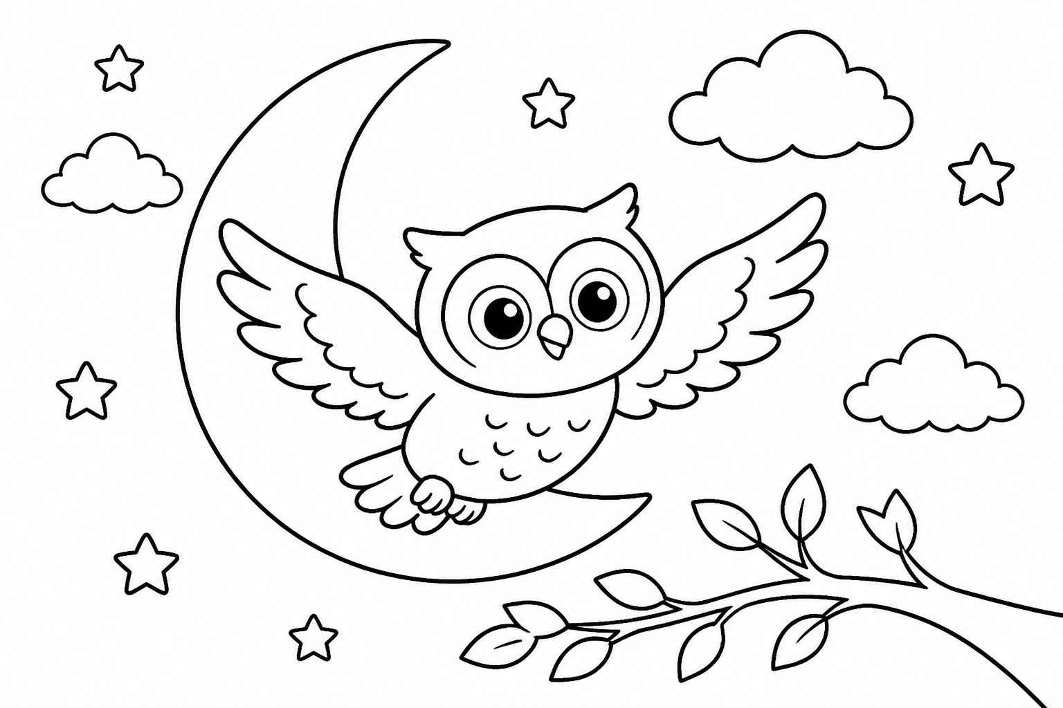 Hibou volant devant la lune