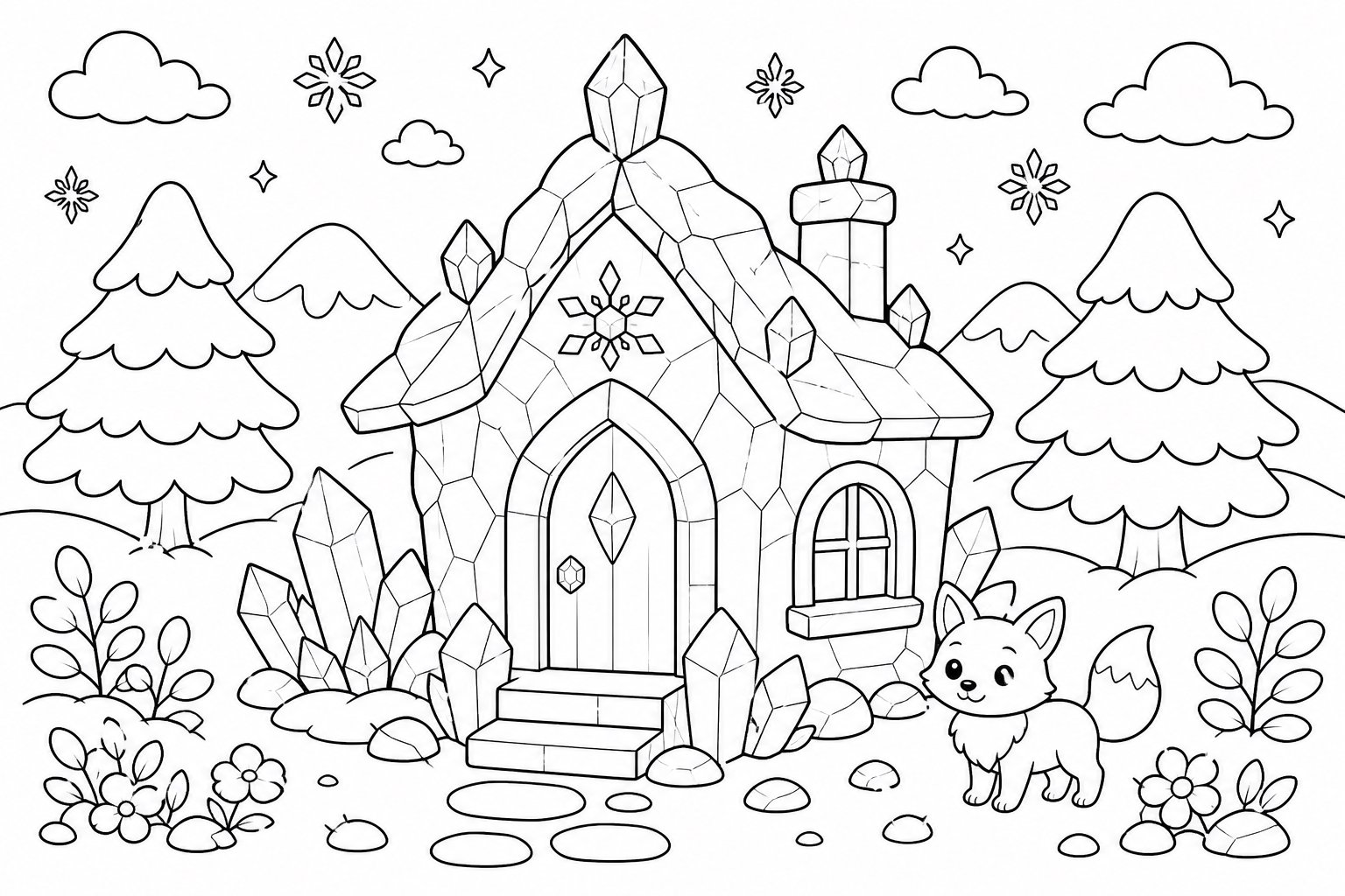Maisonnette de cristaux de glace