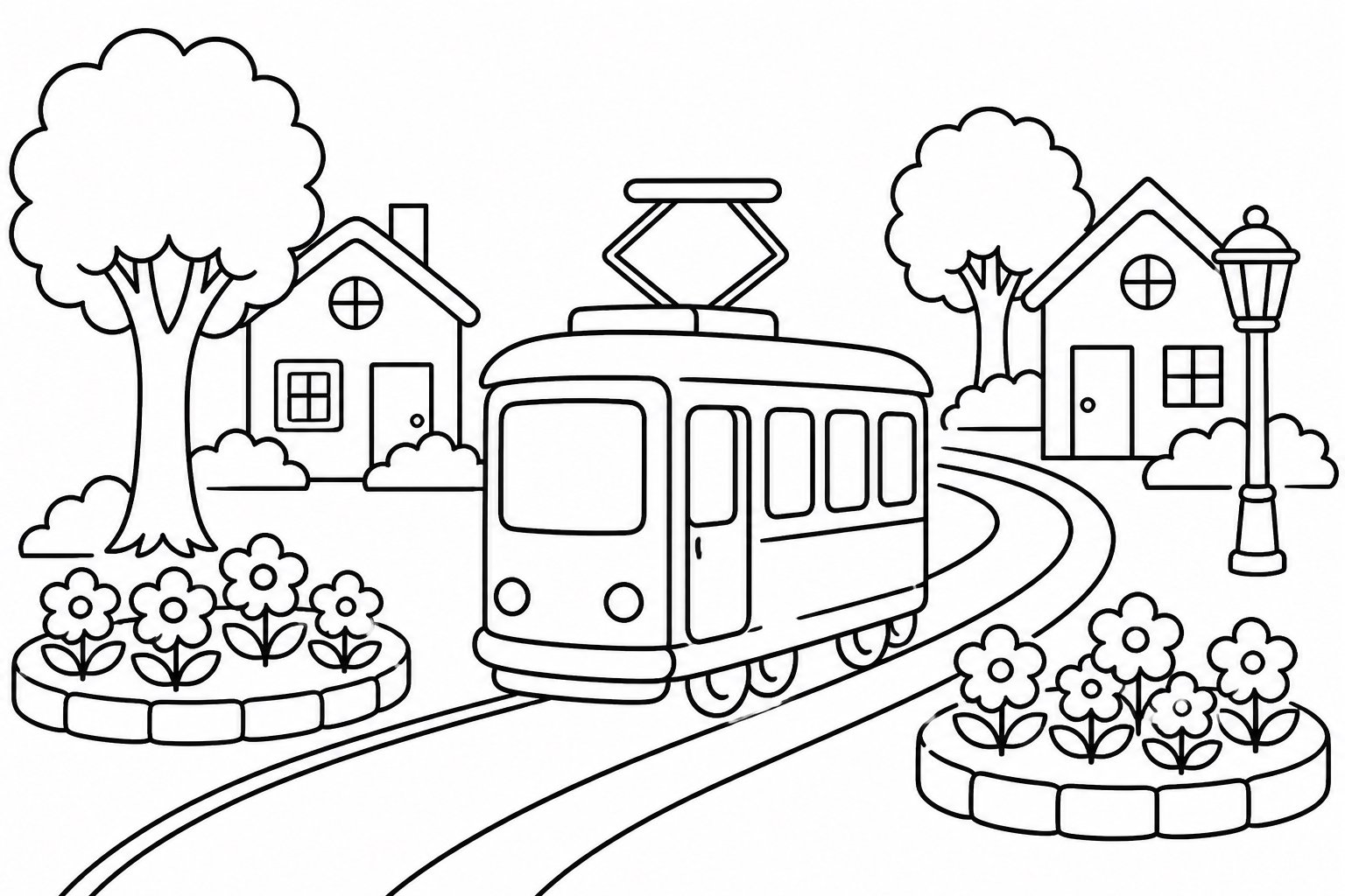 Le tramway traverse la cité-jardin