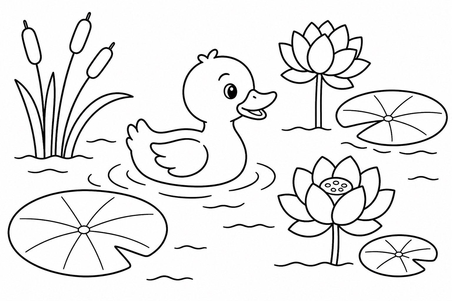 ハス池を進むアヒル