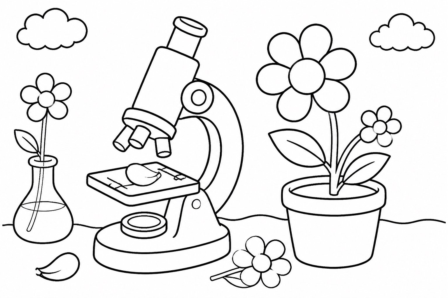 Fleur près du microscope