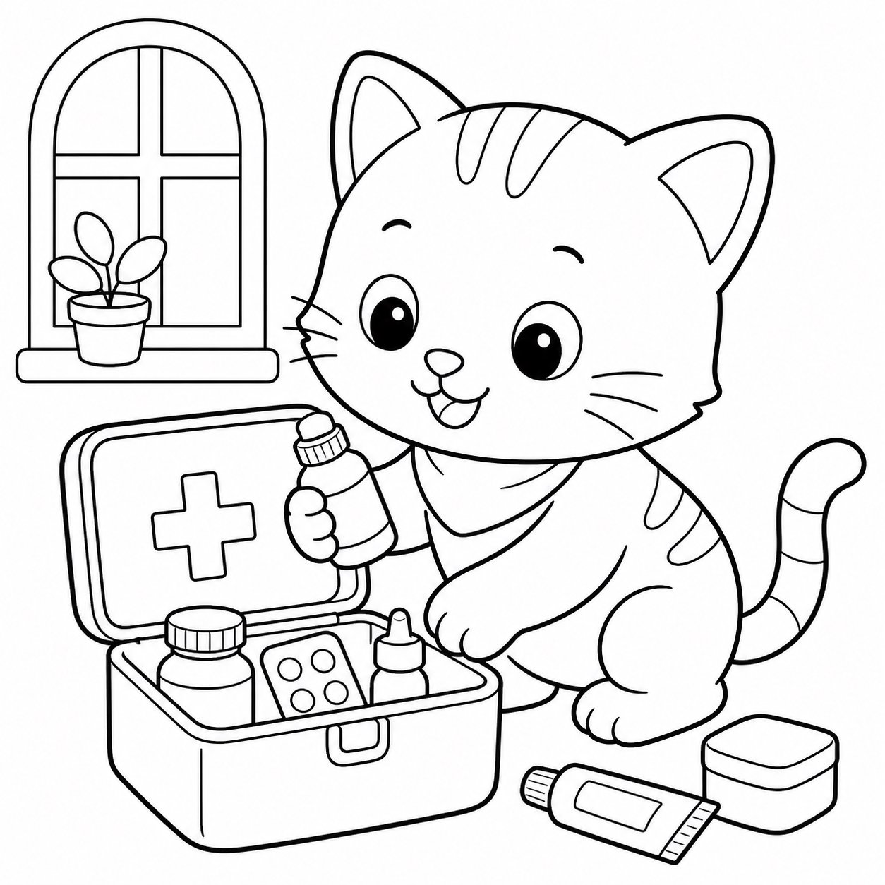 小猫整理药箱