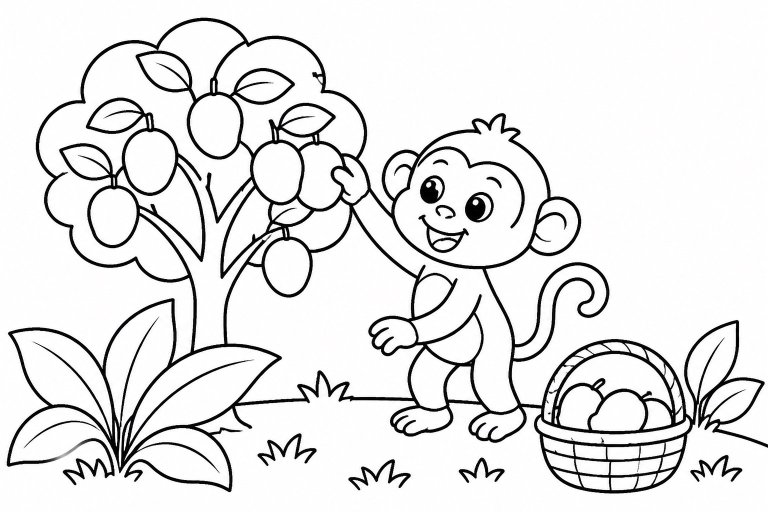 Petit singe cueillant des fruits