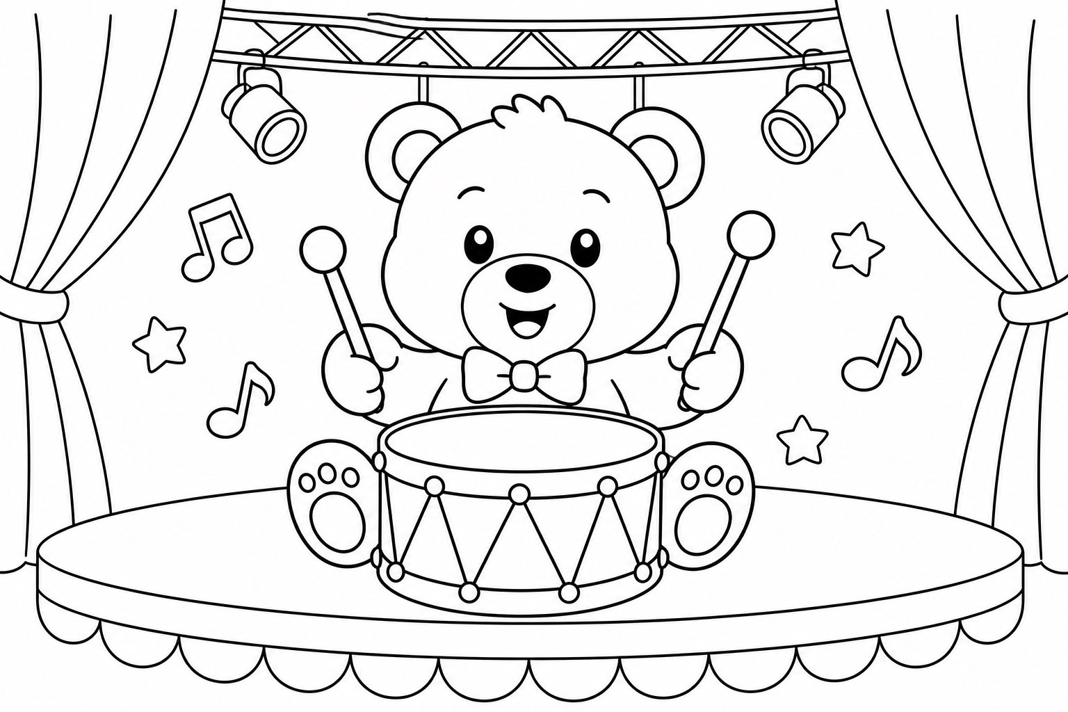 Petit ours jouant d’un petit tambour