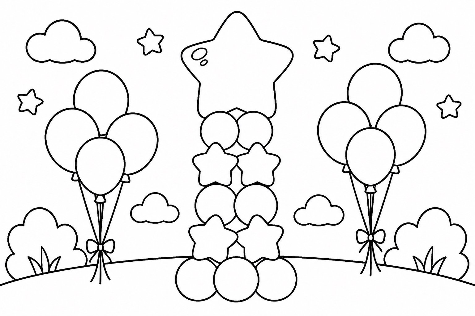 Torre de globos con estrellas