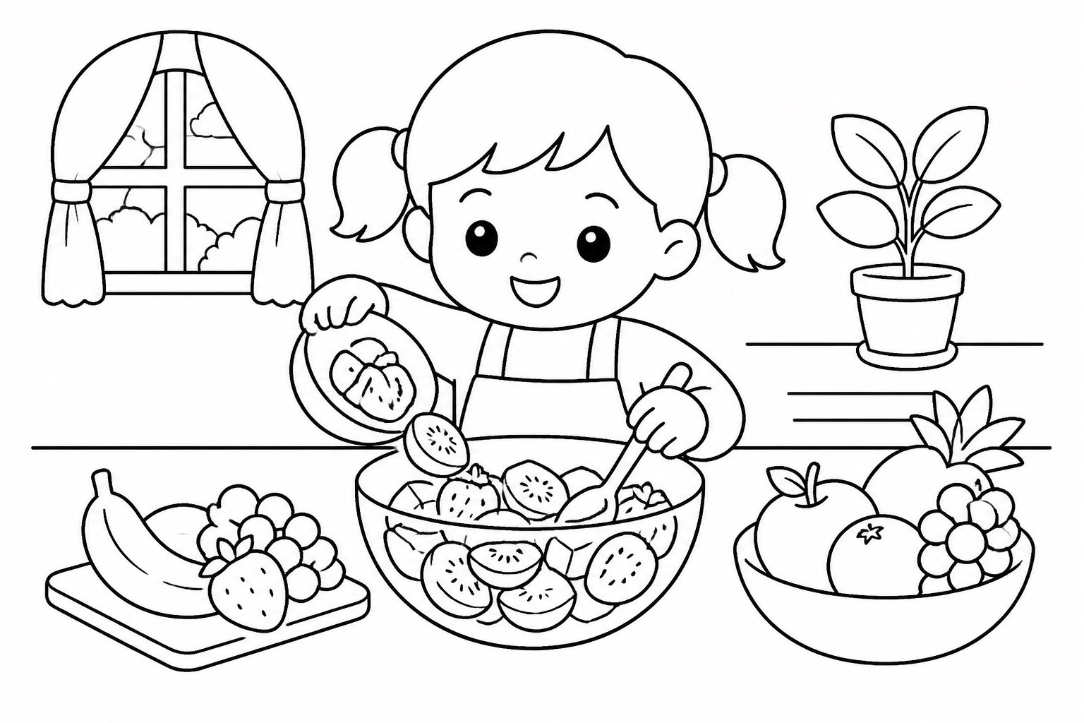 Preparando salada de frutas
